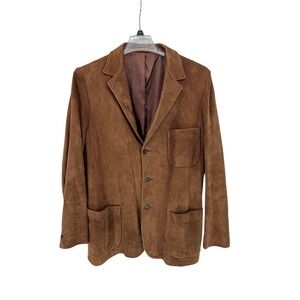 Men's Scully Brown Suede Leather Blazer Size 44 Cowboy Pockets